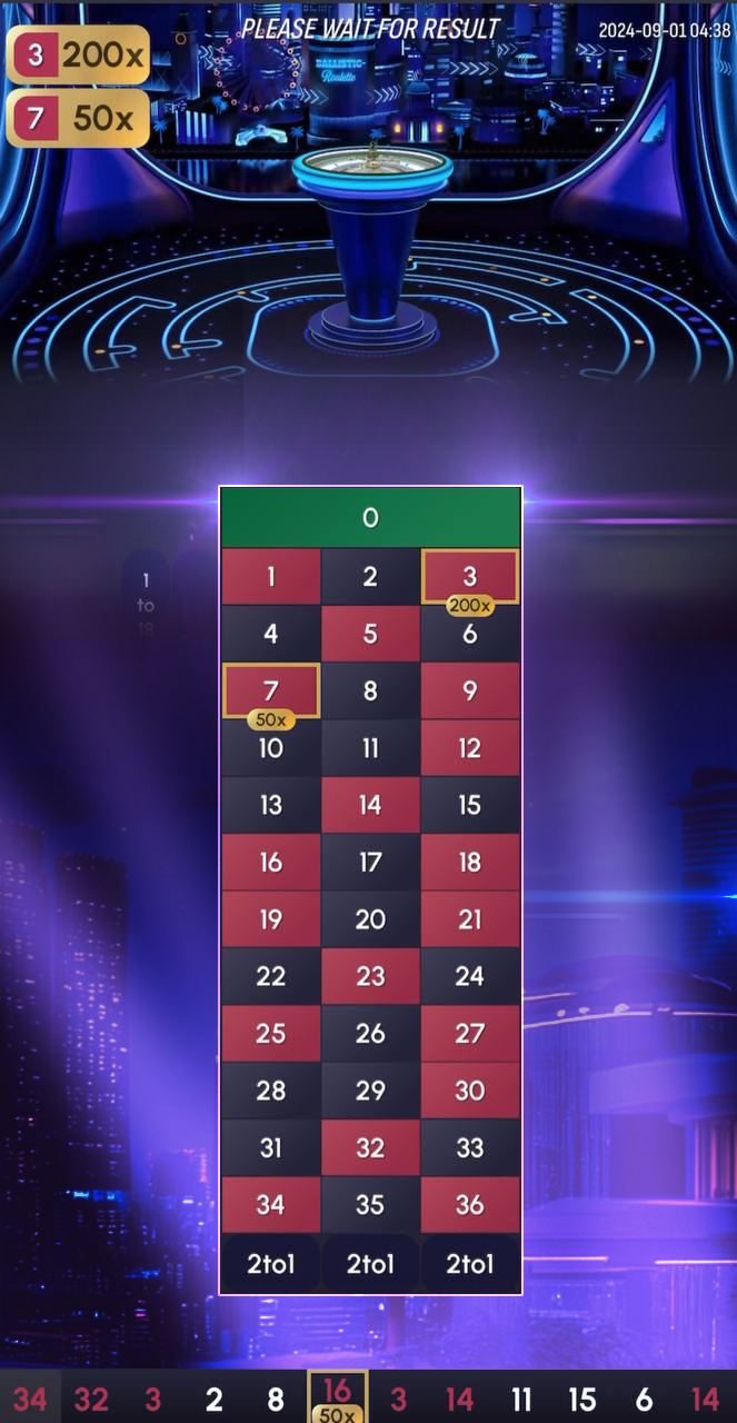 Roulette — number board render