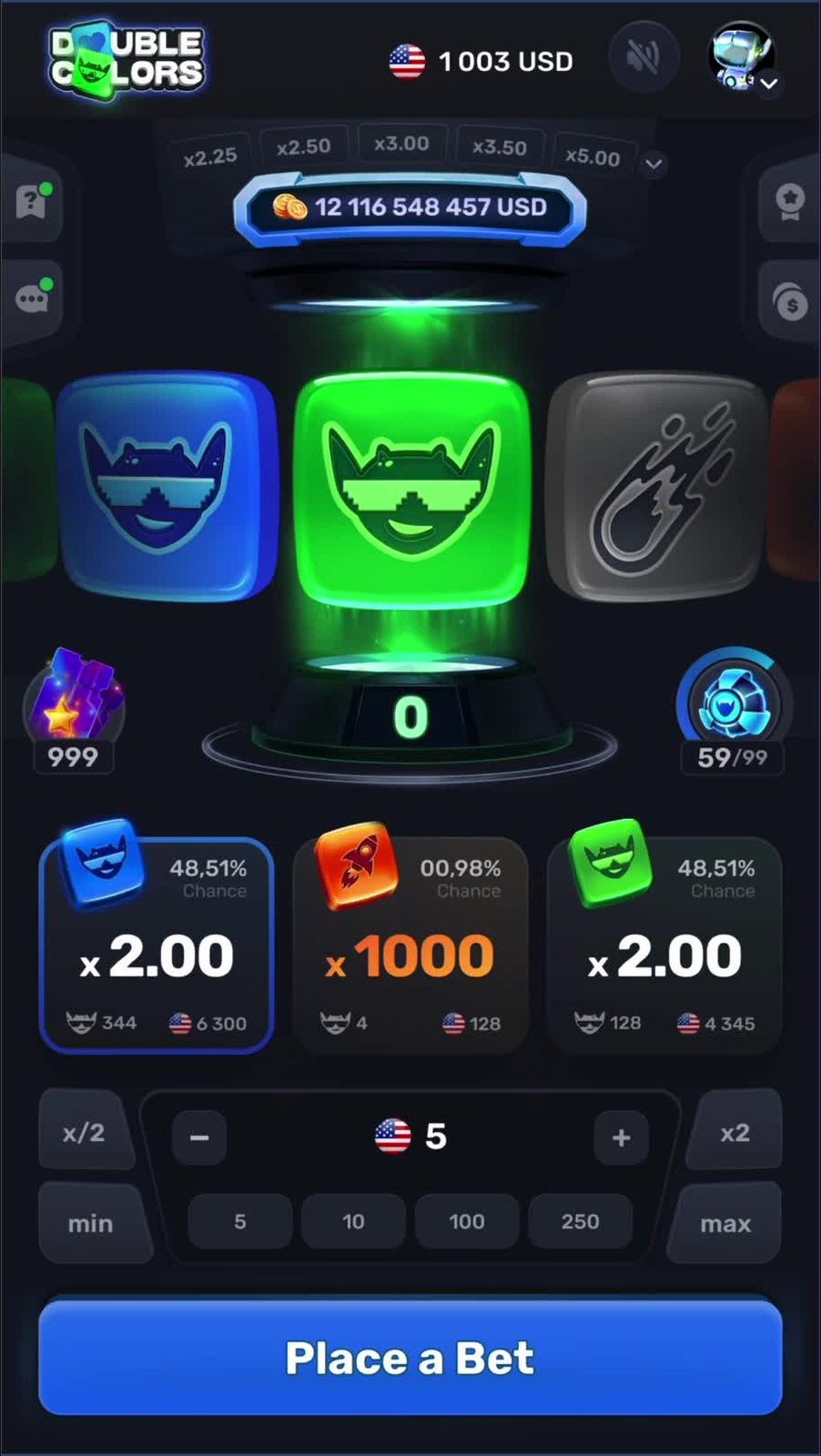 Casino table — betting UI